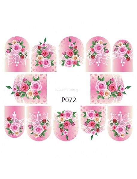 Water Decals nail tranfers-Romantic Roses