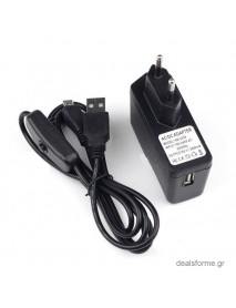 Ταχυφορτιστής USB 5V - 2.5A + USB to Micro USB/to type C καλώδιο με On/Off διακόπτη