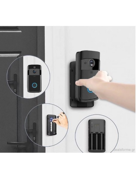 Ασύρματo έξυπνο κουδούνι πόρτας Wi-Fi (720P)-Μαύρο